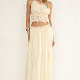 Marivelle Frill Trim Maxi Skirt Oyster