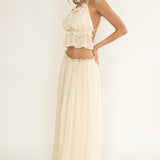 Marivelle Frill Trim Maxi Skirt Oyster