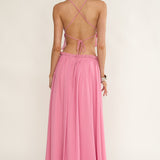 Marivelle Frill Trim Maxi Skirt Pink