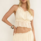 Marivelle String Tie Open Back Top Oyster