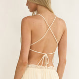 Marivelle String Tie Open Back Top Oyster