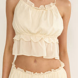 Marivelle String Tie Open Back Top Oyster