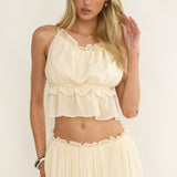 Marivelle String Tie Open Back Top Oyster