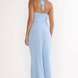 Rovelle Halterneck Pleat Waist Maxi Dress Sky Blue