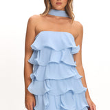 Love Note Strapless Layered Mini Dress Blue