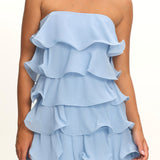 Love Note Strapless Layered Mini Dress Blue
