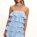 Love Note Strapless Layered Mini Dress Blue