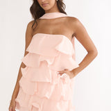 Love Note Strapless Layered Mini Dress Pink