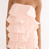 Love Note Strapless Layered Mini Dress Pink