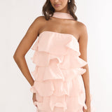 Love Note Strapless Layered Mini Dress Pink