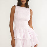 Dalisse Tiered Bubble Hem Mini Dress Lilac