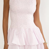 Dalisse Tiered Bubble Hem Mini Dress Lilac
