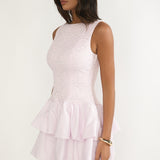 Dalisse Tiered Bubble Hem Mini Dress Lilac