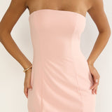 Coralie Sheer Pearl Hem Maxi Dress Peach
