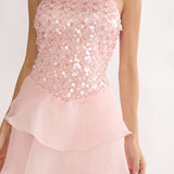 Brietta Embellished Bodice Mini Dress Blush