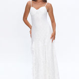 Onique Lace-Up Back Split Maxi Dress Lace White