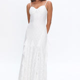 Onique Lace-Up Back Split Maxi Dress Lace White