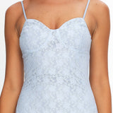 Onique Lace-Up Back Split Maxi Dress Lace Blue