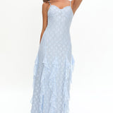 Onique Lace-Up Back Split Maxi Dress Lace Blue