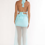 Jazmin Sheer Hem Maxi Skirt Blue