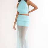Jazmin Sheer Hem Maxi Skirt Blue