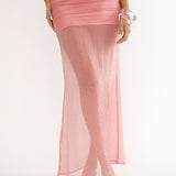 Jazmin Sheer Hem Maxi Skirt Peach