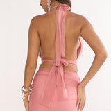 Jazmin Halterneck Crop Top Peach