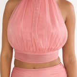 Jazmin Halterneck Crop Top Peach
