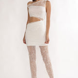 Havira Lace Overlay Cut-Out Maxi Dress White
