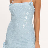 Sky's The Limit Ruffle Maxi Dress Sequin Blue