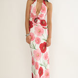 Vale 3D Flower Halter Maxi Dress Floral