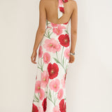 Vale 3D Flower Halter Maxi Dress Floral