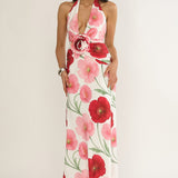 Vale 3D Flower Halter Maxi Dress Floral