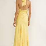 Vale 3D Flower Halter Maxi Dress Sunflower