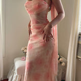 Unforgettable Day Drape Waist Strapless Maxi Dress Roses Floral