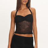 Sugarberry Lace Halter Top Black