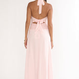 Blushing Belle Embellished Halter Maxi Dress Blush