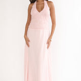 Blushing Belle Embellished Halter Maxi Dress Blush