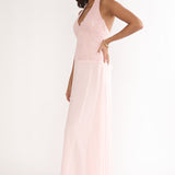 Blushing Belle Embellished Halter Maxi Dress Blush