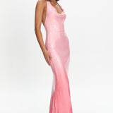 Koral Halter Sequin Maxi Dress Gradient Pink