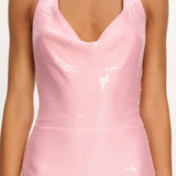 Koral Halter Sequin Maxi Dress Gradient Pink