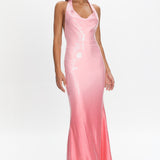 Koral Halter Sequin Maxi Dress Gradient Pink