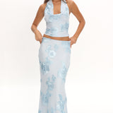 Golden Hours Maxi Skirt Embellished Light Blue
