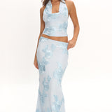 Golden Hours Maxi Skirt Embellished Light Blue