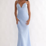 Brynn Sequin Bust Open Back Maxi Dress Blue