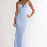 Brynn Sequin Bust Open Back Maxi Dress Blue