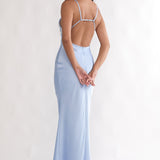 Brynn Sequin Bust Open Back Maxi Dress Blue