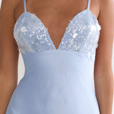 Brynn Sequin Bust Open Back Maxi Dress Blue