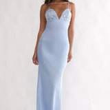 Brynn Sequin Bust Open Back Maxi Dress Blue