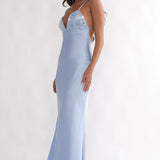 Brynn Sequin Bust Open Back Maxi Dress Blue